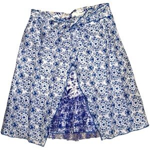 Adolfo Dominguez Delft Blue Boho Wrap Blue and White Summer Skirt